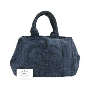 Prada Denim City Calf Bag Navy Blue denim tote bag